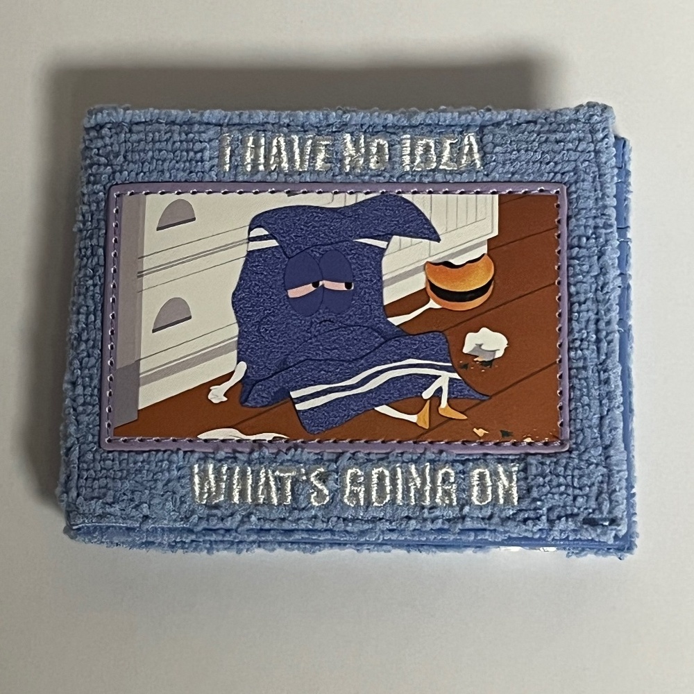 South Park Towlie Faux Leather Wallet Blue Fuzzy Outside New Money Holder 420